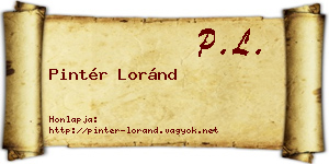 Pintér Loránd névjegykártya